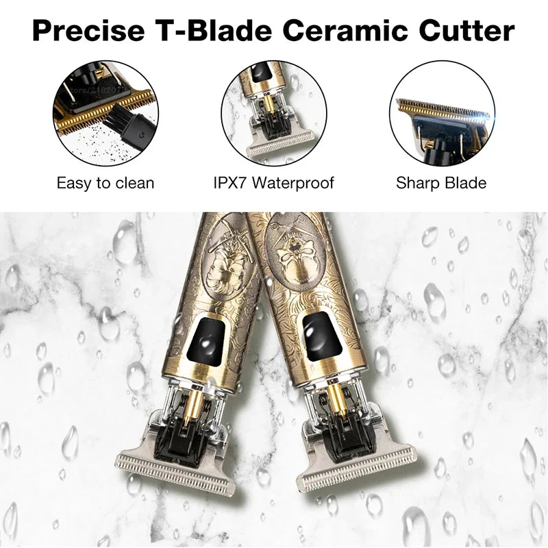 Vintage T9 Metal Body Trimmer β USB Rechargeable Hair & Beard Cutter