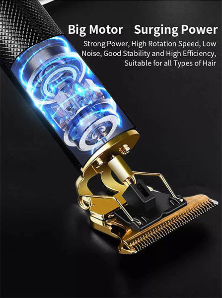 Vintage T9 Metal Body Trimmer – USB Rechargeable Hair & Beard Cutter